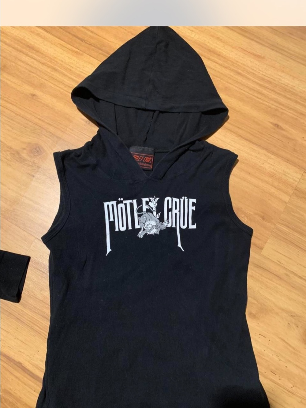 Mötley Crüe Black Sleeveless Hooded Band Tank